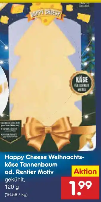 Netto Marken-Discount Happy cheese weihnachtskäse tannenbaum od. rentier motiv Angebot