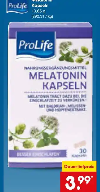 Netto Marken-Discount Prolife melatonin kapseln Angebot