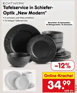 Netto Marken-Discount Echtwerk tafelservice in schiefer-optik 'new modern' schwarz Angebot