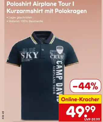 Netto Marken-Discount Poloshirt airplane tour i kurzarmshirt mit polokragen Angebot