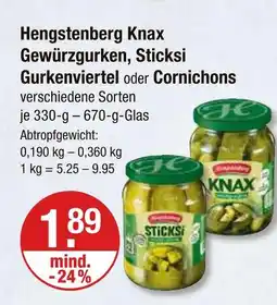 V Markt Hengstenberg knax gewürzgurken Angebot