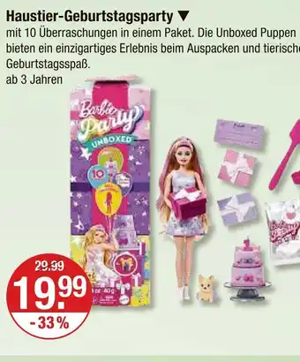V Markt Barbie haustier-geburtstagsparty unboxed Angebot