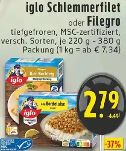 Edeka iglo Schlemmerfilet oder Filegro Angebot