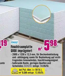 Hornbach Knauf feuchtraumplatte gkbi imprägniert Angebot