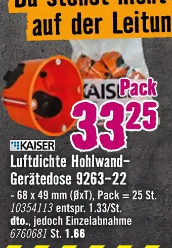 Hornbach Kaiser luftdichte hohlwand-gerätedose 9263-22 Angebot