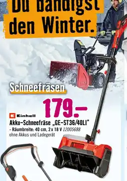Hornbach Einhell akku-schneefräse ge-st36/40li Angebot