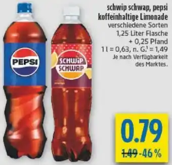 diska schwip schwap, pepsi koffeinhaltige Limonade Angebot