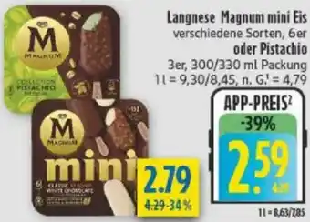 diska Langnese Magnum mini Eis oder Pistachio Angebot