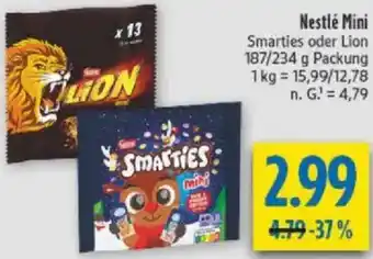 diska Nestlé Mini Smarties oder Lion Angebot