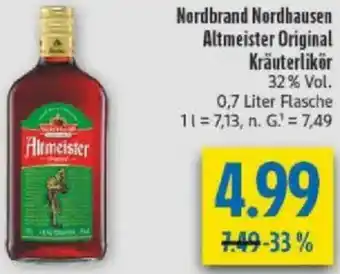 diska Nordbrand Nordhausen Altmeister Original Kräuterlikör Angebot