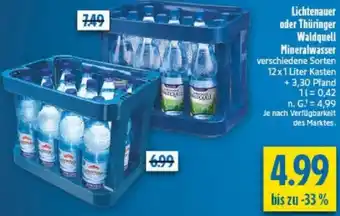 diska Lichtenauer oder Thüringer Waldquell Mineralwasser Angebot