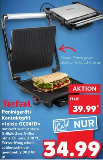 Kaufland Tefal Paninigerät/ Kontaktgrill Inicio GC241D Angebot