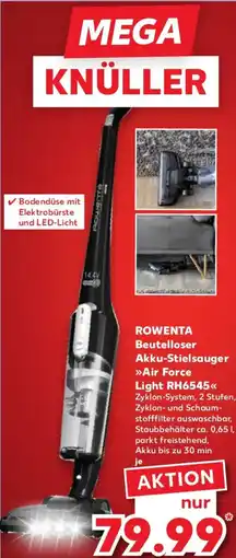 Kaufland ROWENTA Beutelloser Akku-Stielsauger Air Force Light RH6545 Angebot