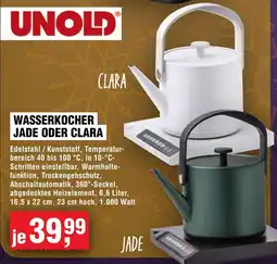 Handelshof UNOLD Wasserkocher jade oder clara Angebot