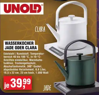 Handelshof UNOLD Wasserkocher jade oder clara Angebot
