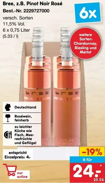 Netto Marken-Discount Bree, z.B. Pinot Noir Rosé Angebot