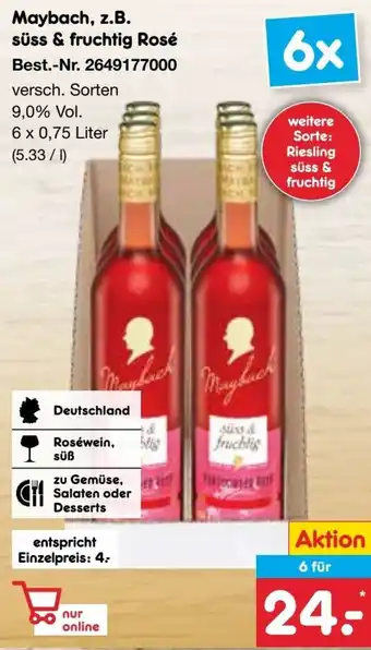 Netto Marken-Discount Maybach, z.B. süss & fruchtig Rosé Angebot