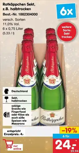 Netto Marken-Discount Rotkäppchen Sekt, z.B. halbtrocken Angebot