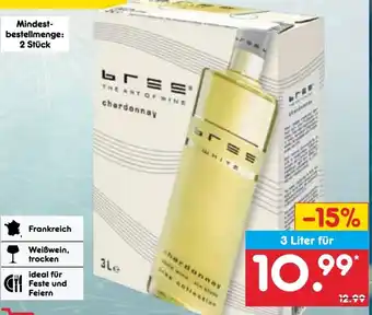 Netto Marken-Discount Bree Bag-in-Box, z.B. Chardonnay Angebot