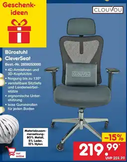 Netto Marken-Discount CLOUVOU Bürostuhl CleverSeat Angebot