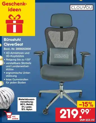 Netto Marken-Discount CLOUVOU Bürostuhl CleverSeat Angebot