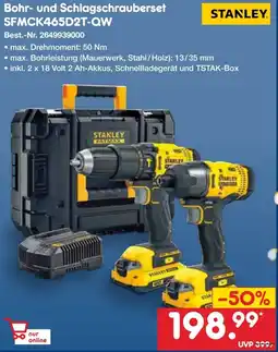 Netto Marken-Discount STANLEY Bohr- und Schlagschrauberset SFMCK465D2T-QW Angebot