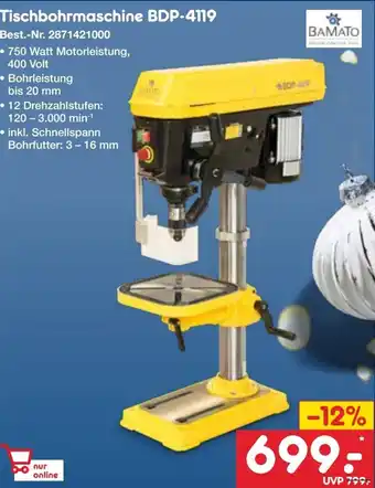 Netto Marken-Discount BAMATO Tischbohrmaschine BDP-4119 Angebot