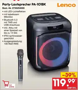 Netto Marken-Discount Lenco Party-Lautsprecher PA-101BK Angebot