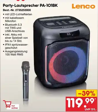 Netto Marken-Discount Lenco Party-Lautsprecher PA-101BK Angebot