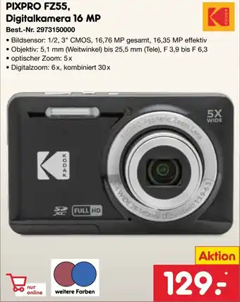 Netto Marken-Discount PIXPRO FZ55, Digitalkamera 16 MP KODAK Angebot