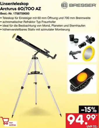Netto Marken-Discount BRESSER Linsenteleskop Arcturus 60/700 AZ Angebot