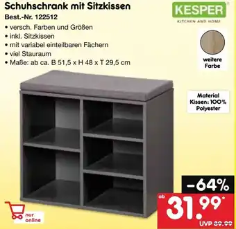 Netto Marken-Discount KESPER Schuhschrank mit Sitzkissen Angebot