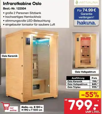 Netto Marken-Discount ARTSAUNA Infrarotkabine Oslo Angebot