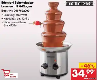 Netto Marken-Discount STEINBORG Edelstahl Schokoladen- brunnen mit 4-Etagen Angebot