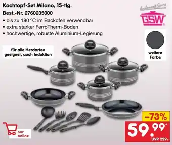 Netto Marken-Discount GSW Kochtopf-Set Milano, 15-tlg. Angebot