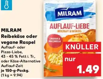Kaufland MILRAM Reibekäse oder vegane Raspel Angebot