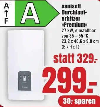 B1 Discount Baumarkt Saniself Durchlauferhitzer Premium Angebot