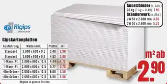 B1 Discount Baumarkt Rigips Gipskartonplatten Angebot