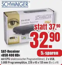 B1 Discount Baumarkt SCHWAIGER SAT-Receiver DSR 400 HD Angebot