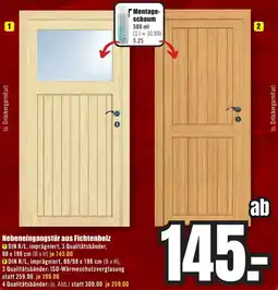 B1 Discount Baumarkt Nebeneingangstür aus Fichtenholz Angebot
