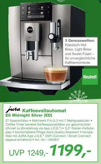 EP jura Kaffeevollautomat E8 Midnight Silver (ED) Angebot