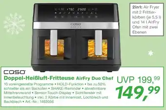 EP Caso Doppel-Heißluft-Fritteuse AirFry Duo Chef Angebot