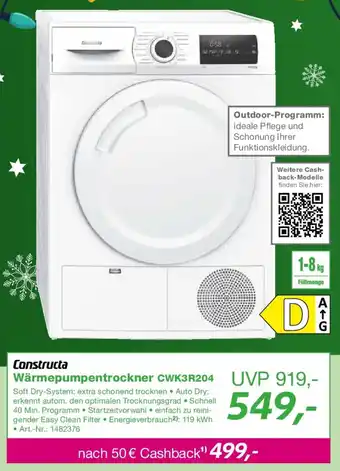EP Constructa Wärmepumpentrockner CWK3R204 Angebot