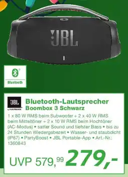 EP JBL Bluetooth-Lautsprecher Boombox 3 Schwarz Angebot