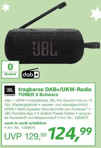 EP JBL tragbares DAB+/UKW-Radio TUNER 3 Schwarz Angebot