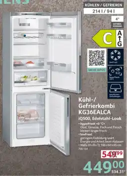 Selgros SIEMENS Kühl-/ Gefrierkombi KG36EALCA Angebot