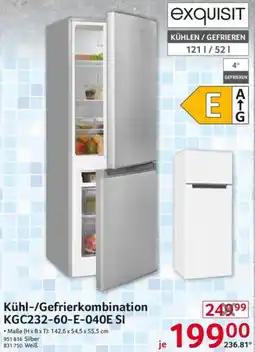 Selgros exquisit Kühl-/Gefrierkombination KGC232-60-E-040E SI Angebot