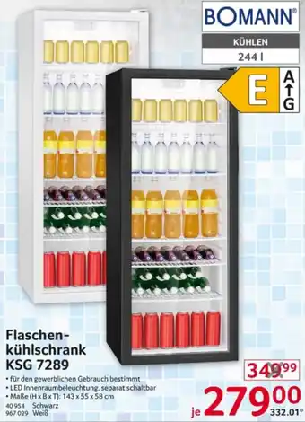 Selgros BOMANN Flaschenkühlschrank KSG 7289 Angebot