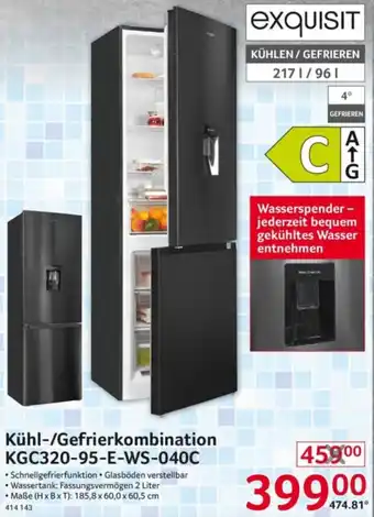 Selgros exquisit Kühl-/Gefrierkombination KGC320-95-E-WS-040C Angebot