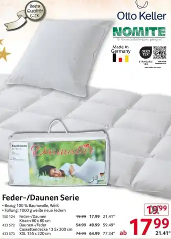 Selgros Otto Keller NOMITE Feder-/Daunen Serie Angebot